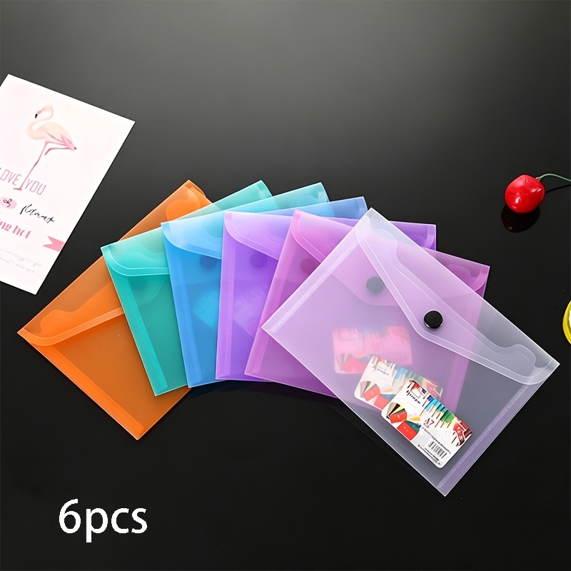 TEMU 6pcs Mini Pochettes de Fichier A7, pour Cartes, Documents, Reçus, Clips et Pièces de Monnaie, Design Transparent et Couleurs , Parfaites pour le