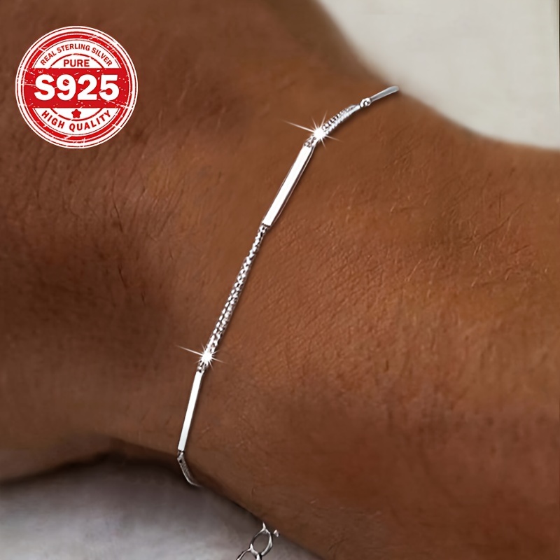 Image of 1 Women's Bracelet 925 Long Cross Chain Bracelet Summer Sports Style Easy Unique Daily Wear To Attend Banquets Vacation Valentine's Day Women's Gift