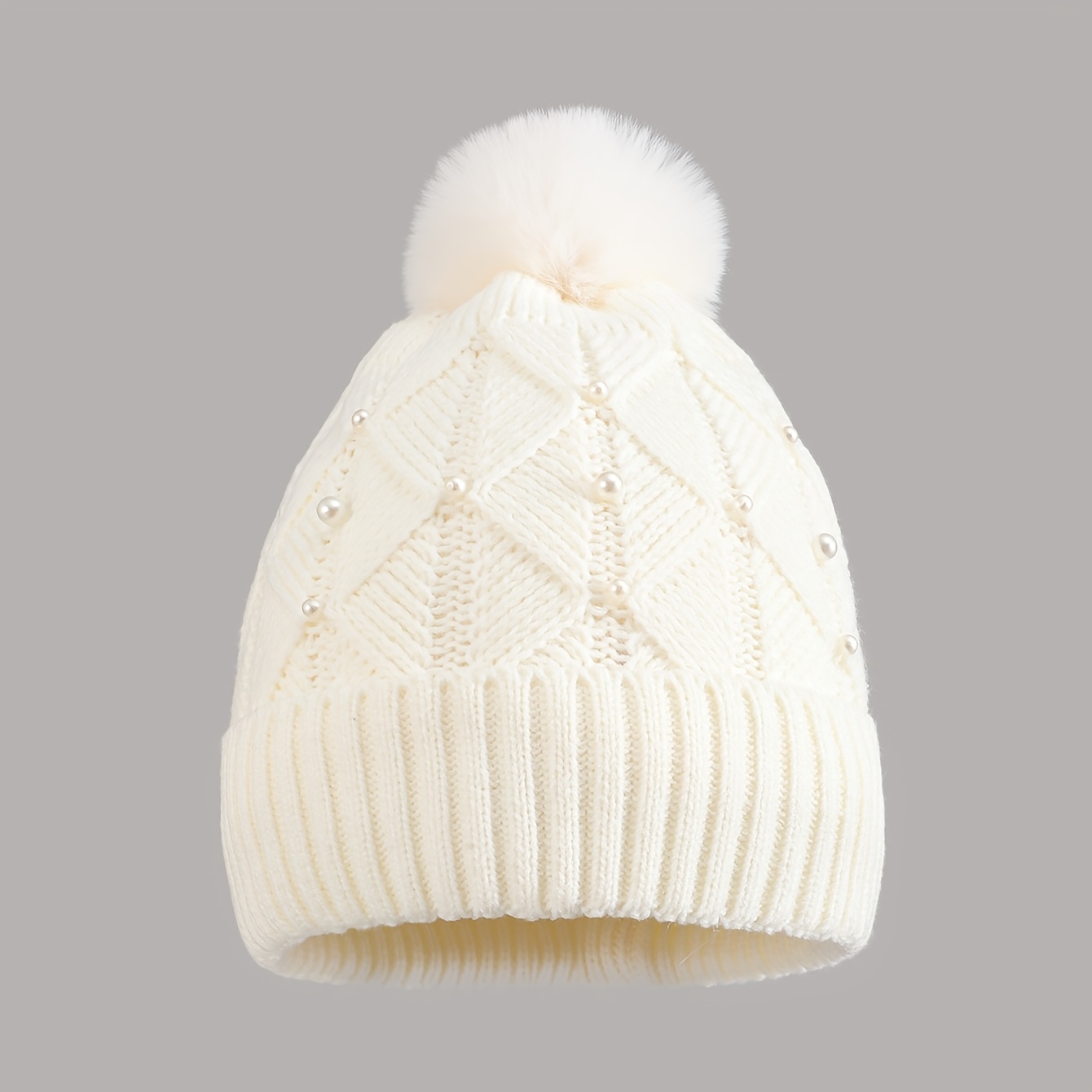 TEMU Women's Plush Hat With Pearl Additions