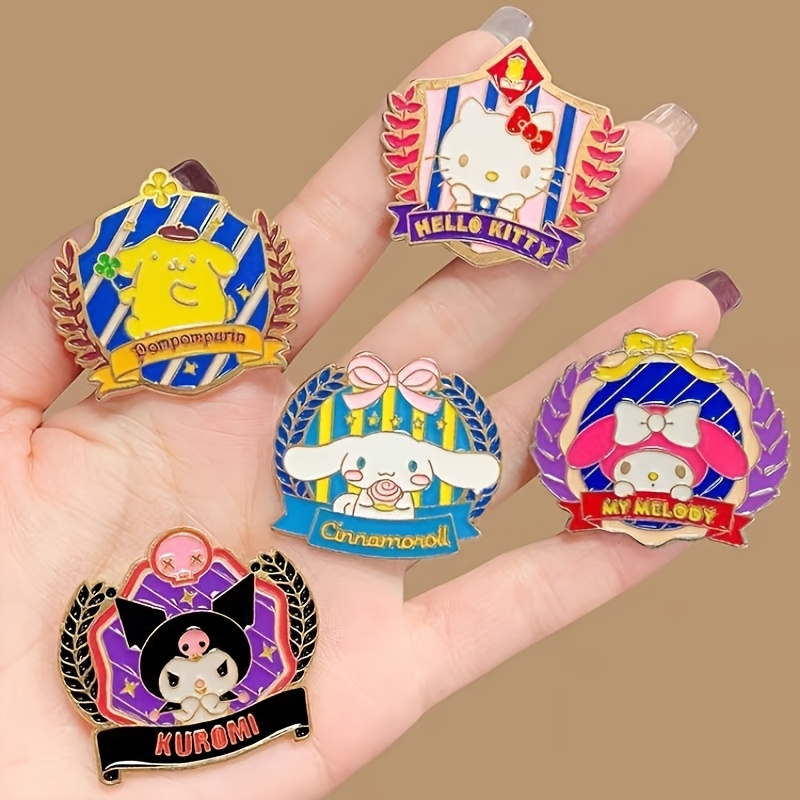 

5pcs Sanrio Enamel Pin Set - Cute Hello Kitty, My Melody & Friends - Uv Coated Alloy Badges For Party Favors & Gifts, Wear