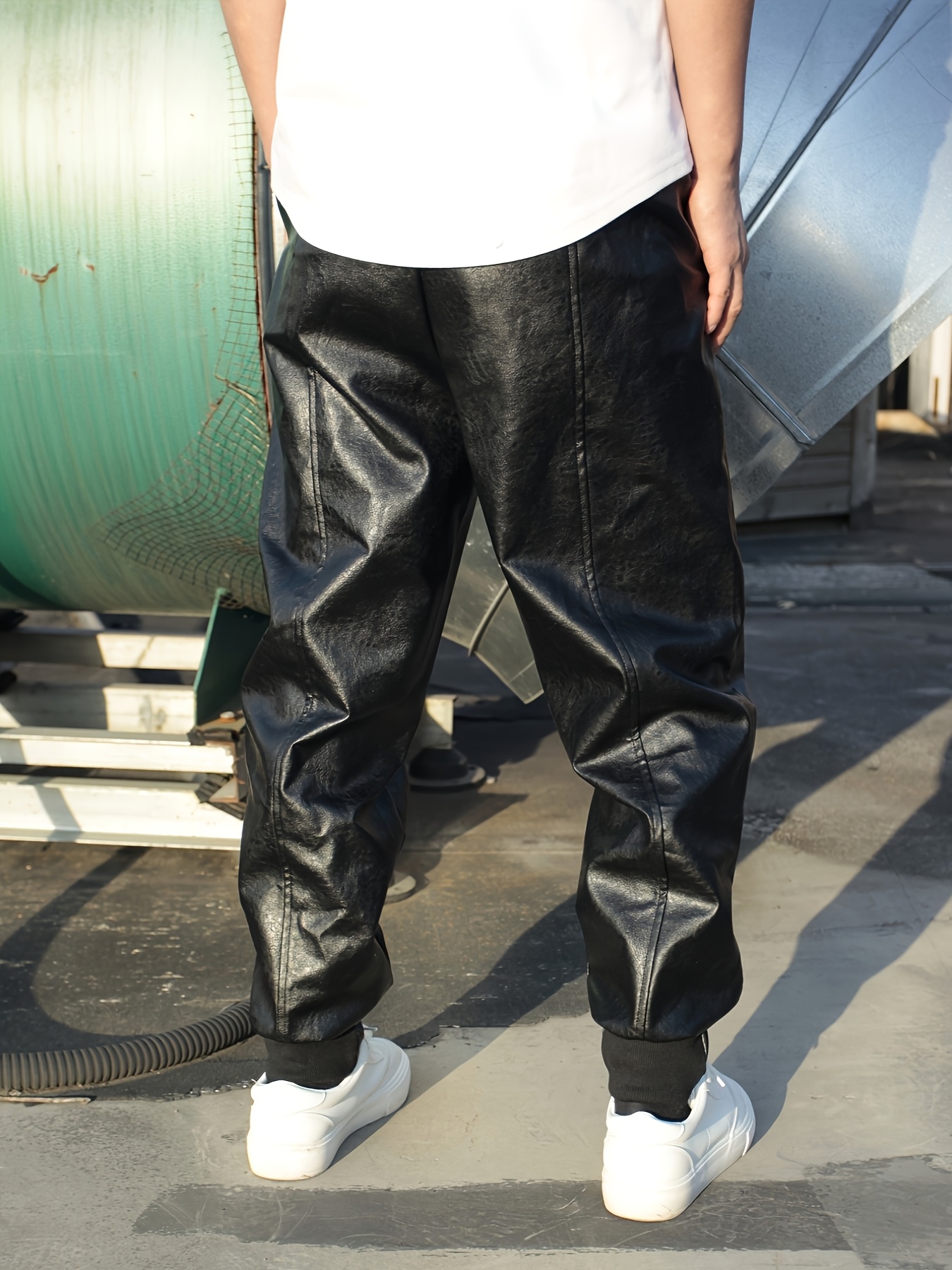 1802 mens fashion casual pants windproof biker pu leather - Temu