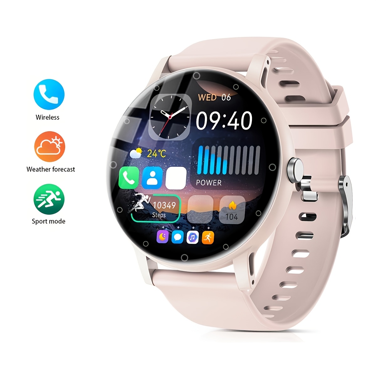 Reloj Inteligente Pantalla Táctil Completa: Con seguimiento de sueño  inalámbrica, podómetro, control de 100+ deportivos,