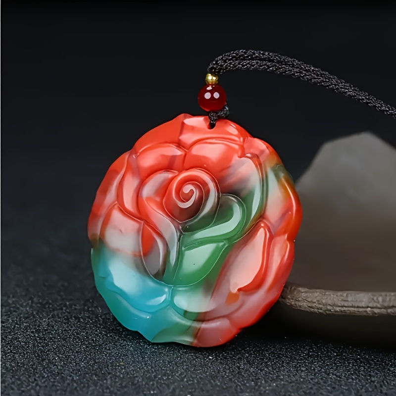 Elegant Large Rose Pendant Necklace in Vibrant Colours