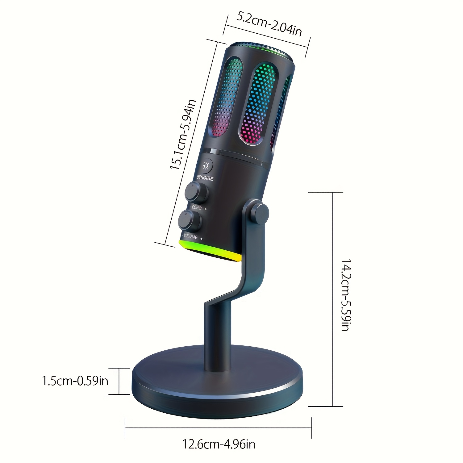 Micrófono de condensador para Escritorio USB RIKSOIN con Iluminación RGB