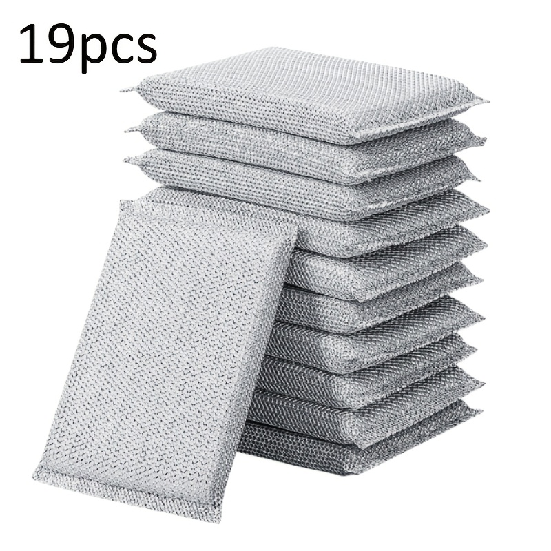 Large Silvery Sponge Scouring Pad - Heavy-duty Kitchen Dishwashing Sponge, On Cookware, Scratch-free Pot Brush Artifact, Non-abrasive Cleaning Pad For Pots, Durable & Long-lasting Use