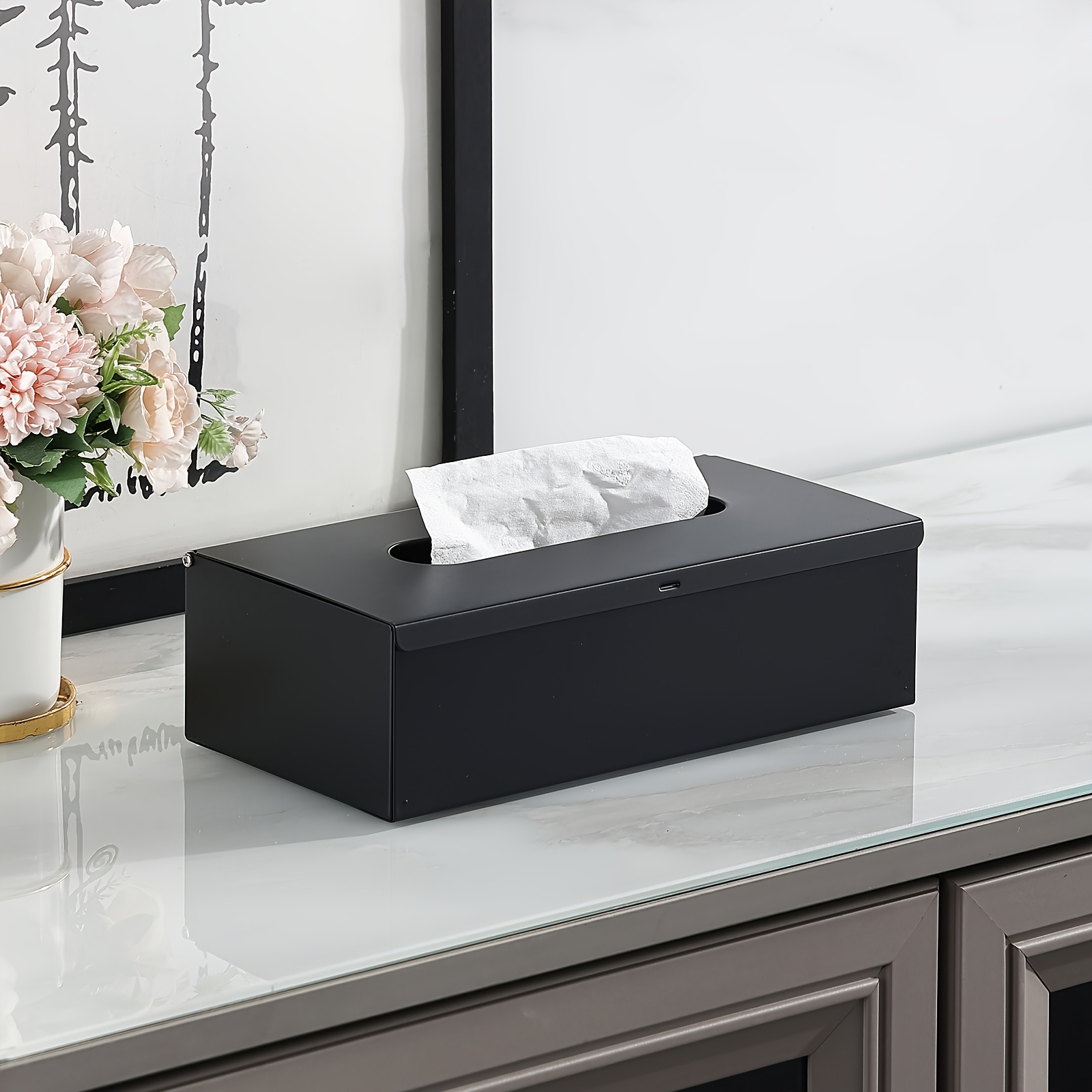 Image of 1pc Stainless Steel Restaurant Tissue Box, Bathroom Toilet Golden Toilet Paper Holder, Hotel Commercial Toilet Paper Holder