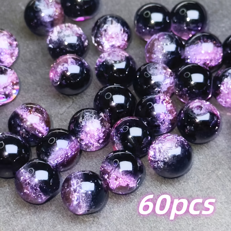 E-shop 150/60 Stück hochwertige schwarz-lila Glasperlen, geeignet für handgefertigte DIY-Schmuckzubehör, Armbänder, Halsketten, Ohrringe für den ,
