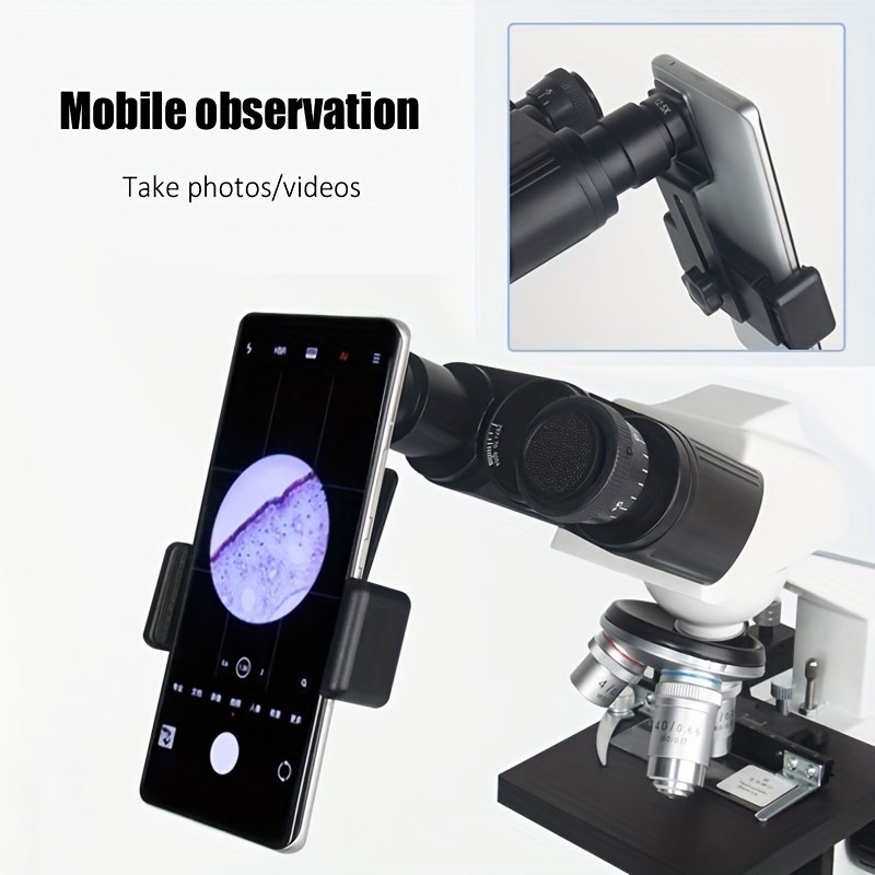 

Sky Microscope Accessory, Metal Phone Mount Holder With 12.5x Eyepiece, 23.2mm Interface, Optical Lens Coating, Rubber Pad For Mobile Observation/photography/video Recording, Lab Microscope Equipment