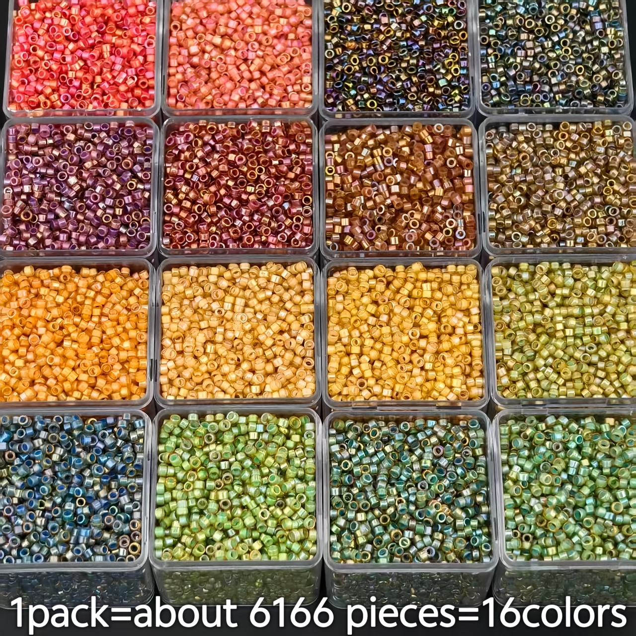 TEMU Kit de abalorios de rocalla mini iridiscentes especiales de 6166 piezas, 16 colores, súper prémium de 2.5 mm, DB, distribuidos uniformemente en