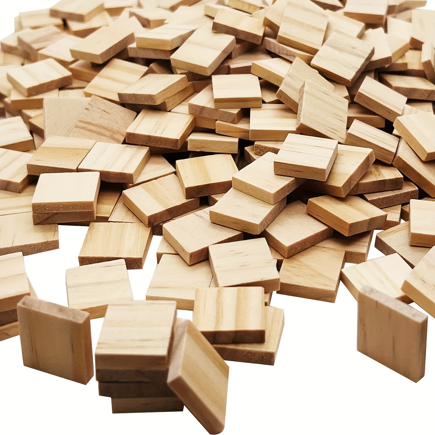 

300 Unfinished Wooden Craft Blocks For Diy Projects, Natural Wood Square Tiles For Crafting And Decorations