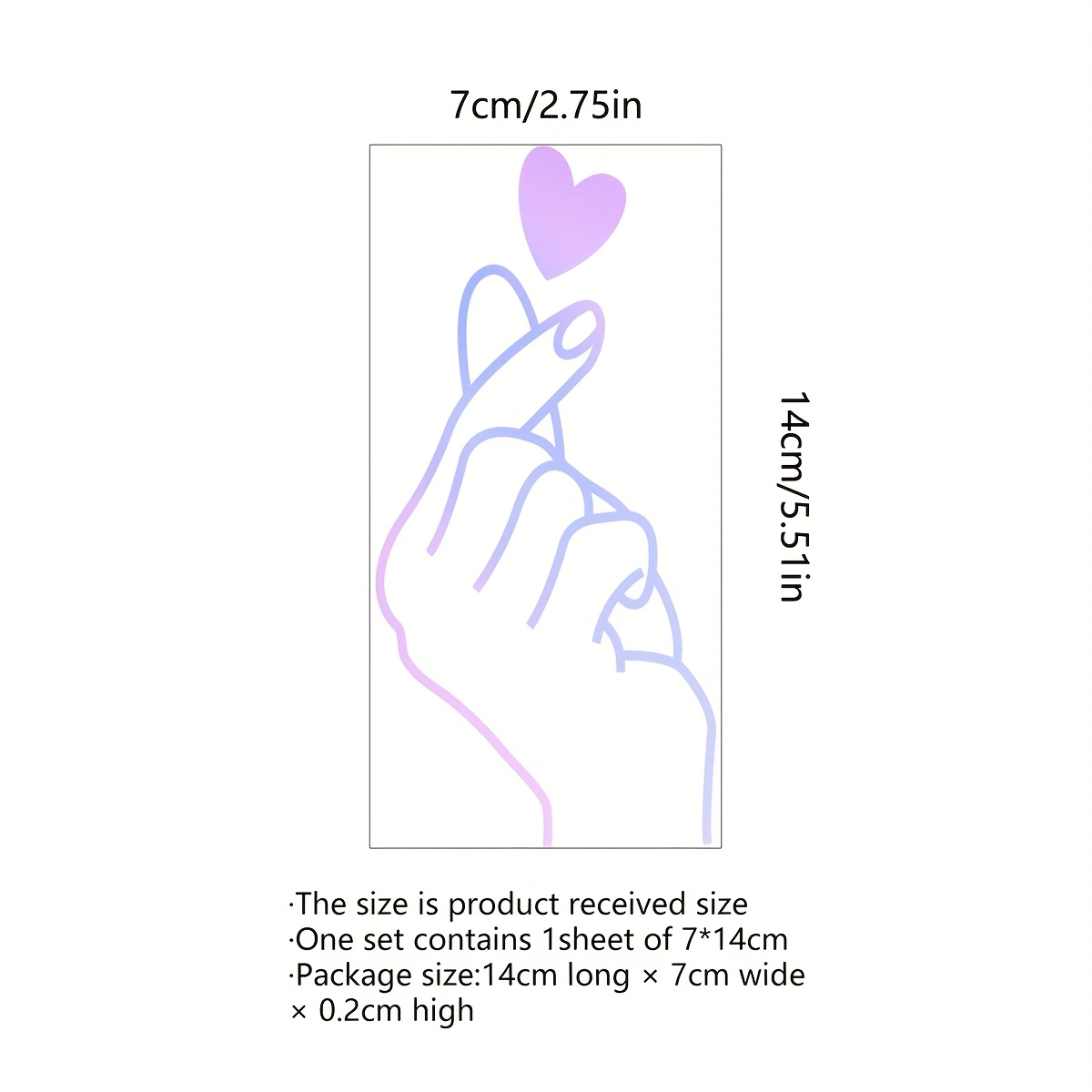 A 7*14cm Creative Heart-shaped Hand Gesture Colorful Wall Sticker, -the-dark Background Wall Sticker For Living Room Home Decoration, Wall Decal Jdx6008-zy