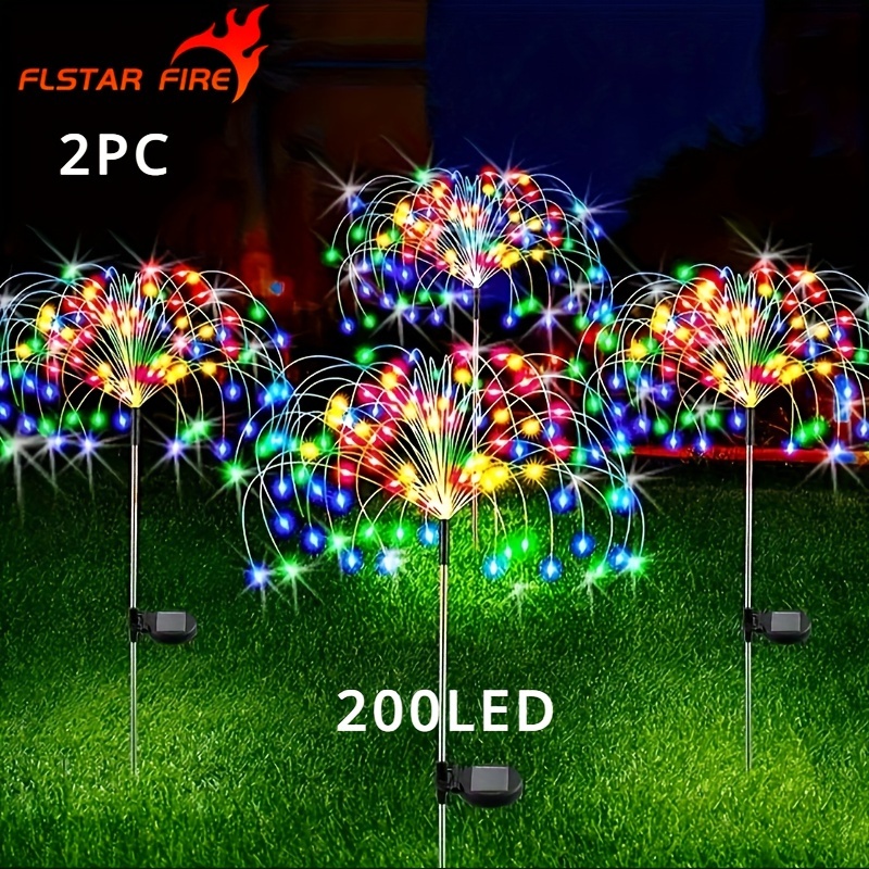 

2pc 60/90/120/200 Led Diy Lights, 8 Lighting Modes Solar Fireworks Lights, Landscape Lights, Wedding And Wedding Atmosphere Lights, Christmas Decoration