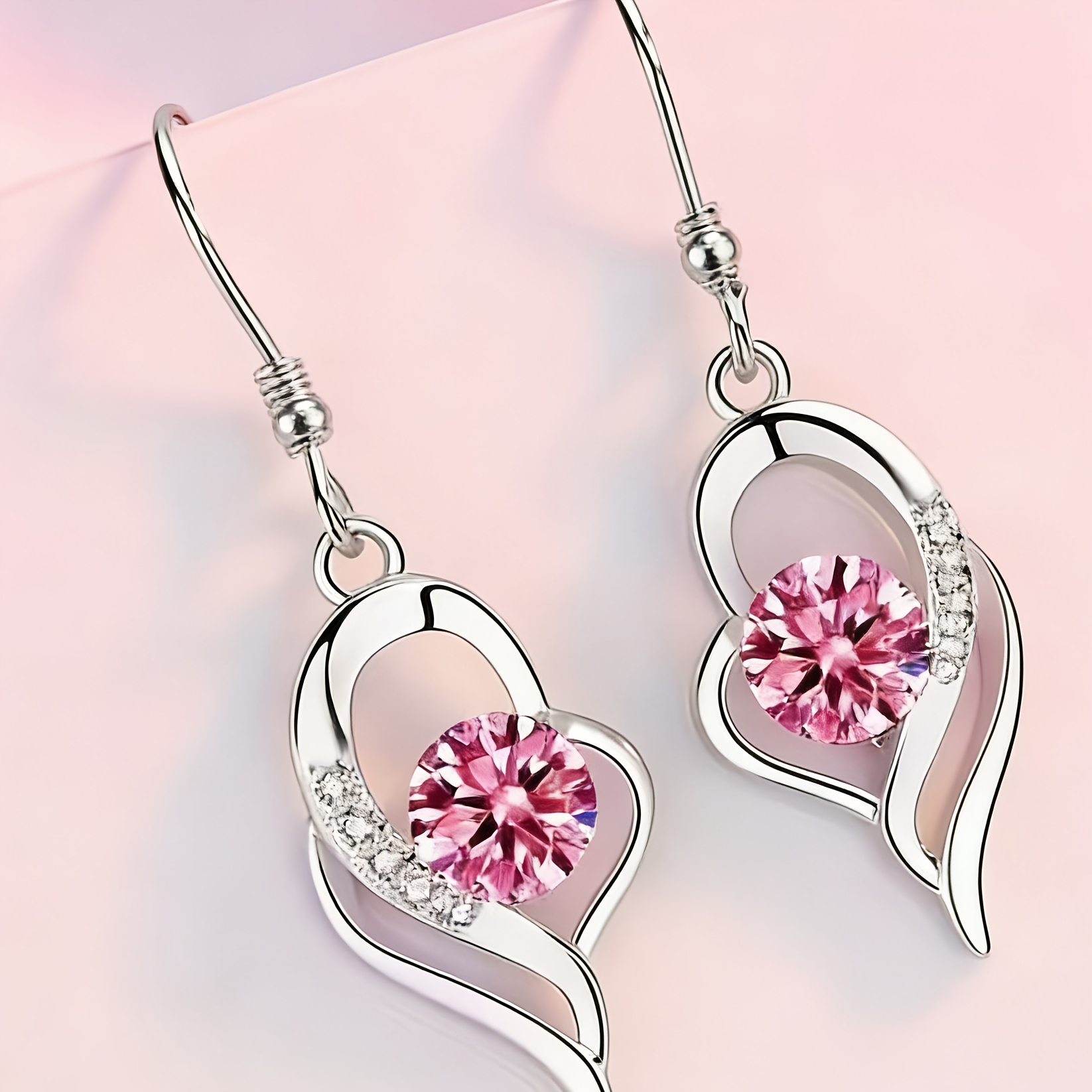 exquisite heart shaped multicolor sparkling   earrings with   hooks