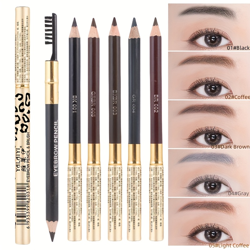 Eyeliner And Eyebrow Pencil, a Dual-Use Pen with a Brush Head, Quickly Shapes And Provides Long-Lasting Color, Ultra-Fine Natural Appearance, Waterproof And Sweat-Proof Without Fading, Available in Black, Coffee, Brown, Light Coffee, And Gray