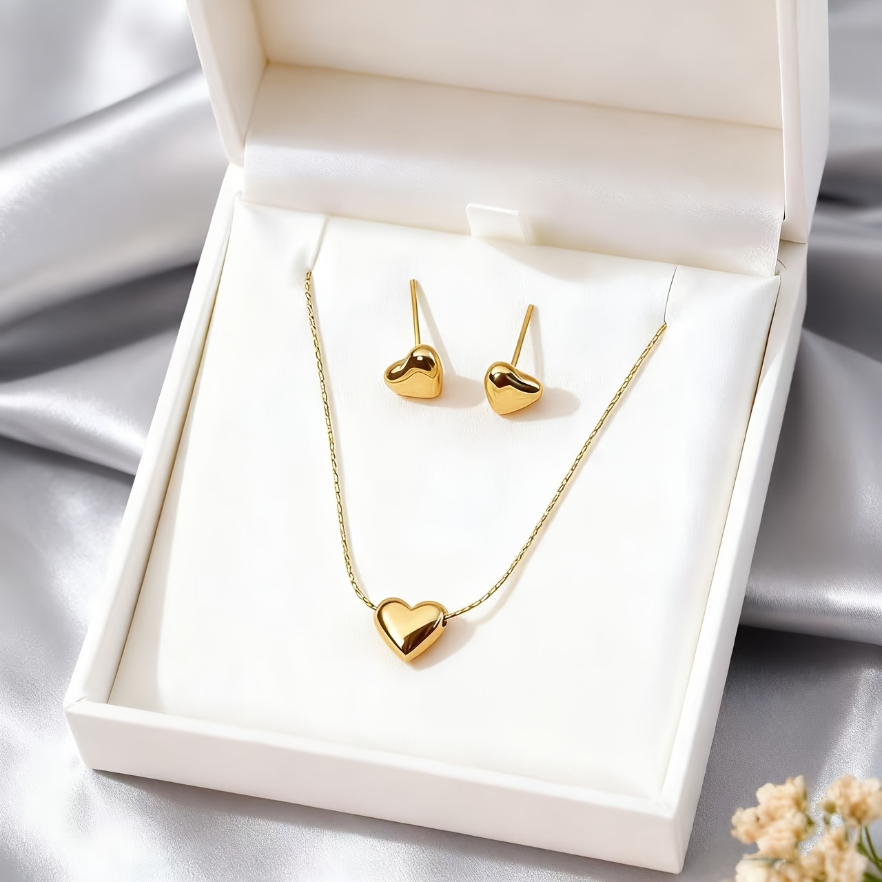 TEMU Ladies' Sweet And Cool Minimalist Stainless Jewelry Set, Stainless Steel Material Is Wear-resistant, Suitable For Daily Versatile Wear For Women