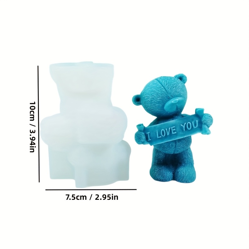TEMU 1pc Valentine's Day Bear Silicone Mold, Mother's Day, Father's Day, Thanksgiving, Handmade Artwork, Holiday Decoration, Candle Decoration, Easy