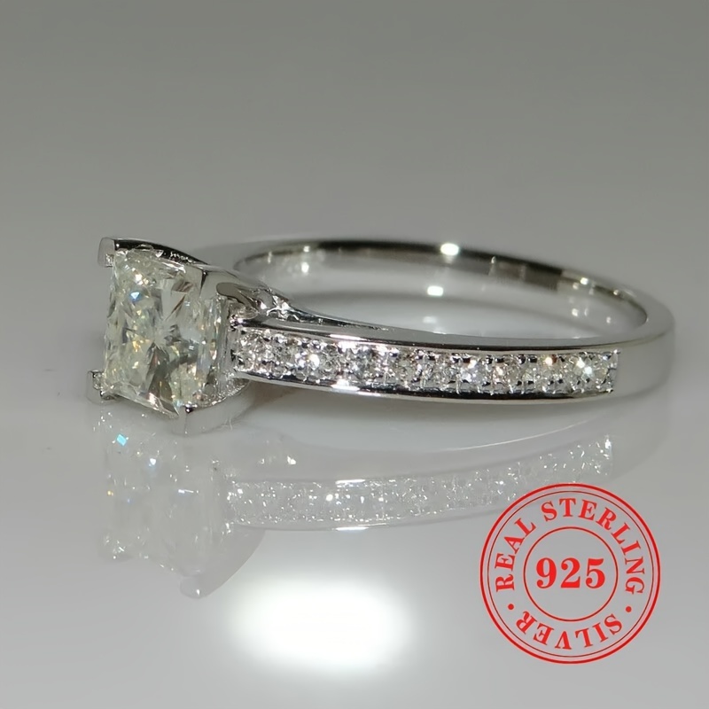 Princess Cut CZ Engagement Wedding Ring S925 Sterling Silver