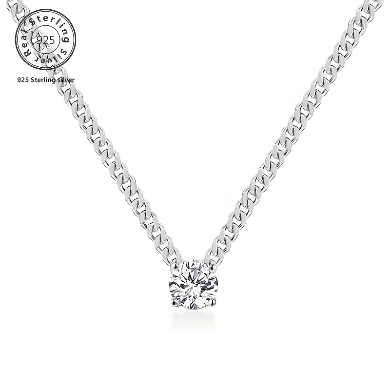 TEMU 925 Sterling Silvery Handmade 1ct Moissanite Cuban Necklace, Vvs1 Lab-made Moissanite, Valentine's Day, Christmas, Holidays, Special Occasions,