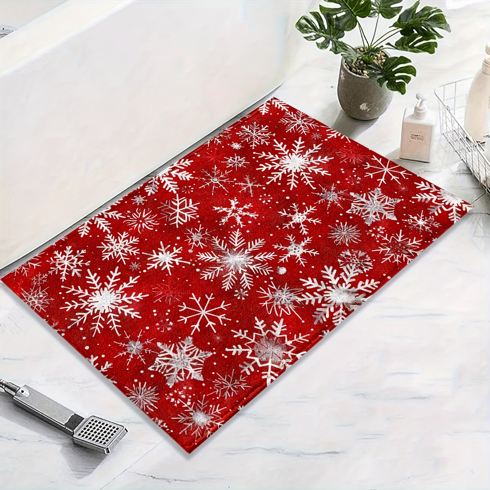 

Christmas Bath Rug - 1pc Microfiber Absorbent Backing, , -dry For Bathroom, , - Decor - Gnomes , Fluffy Decor