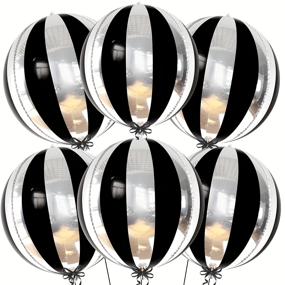 6-pack 22-inch 4d Striped Round Foil Balloons Suitable For Party Decorations