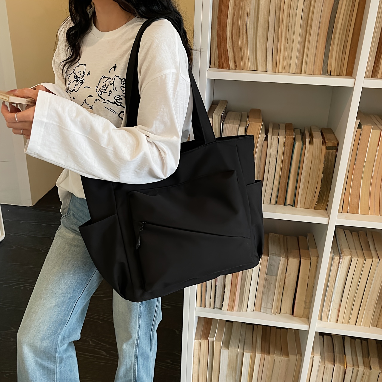 TEMU Women's Tote Bag, 1pc Fashionable Casual Large Capacity Women's Shoulder Bag, Casual Outing Single Shoulder Underarm Handbag