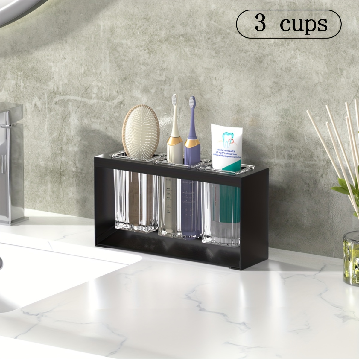 Image of 1pc Bathroom Sink Drainage Storage Shelf, Electric Toothbrush Holder With Built-in Drainage Board And Transparent Filter Cup, Multifunctional Toothbrush And Toothpaste Organizer, Bathroom Accessory
