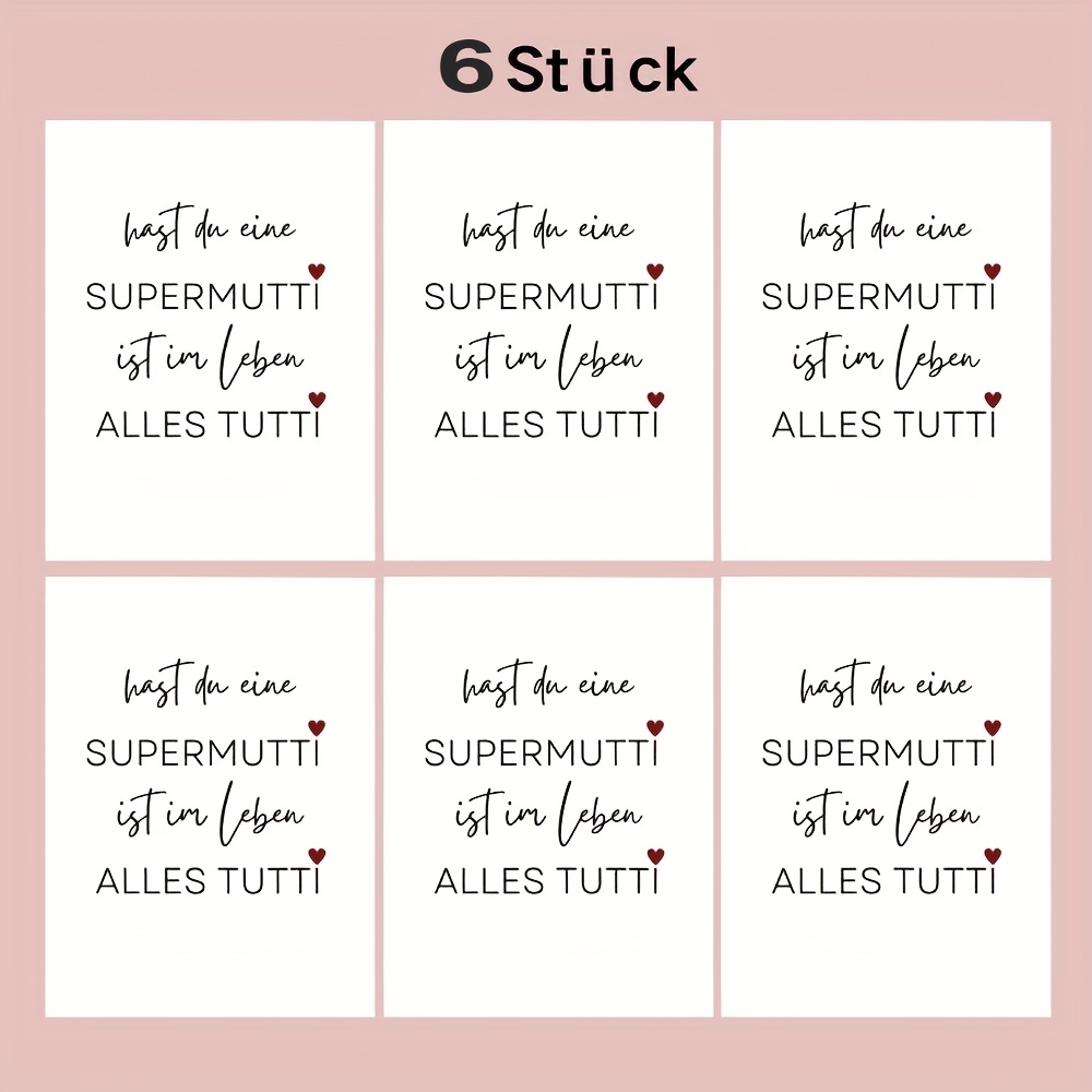 Image of 6 Sheets/pack, Wine Label Stickers, Mom- Labels, " In German," Suitable For Mother's Day Gift Tags, Birthday Decorations, Wine Bottle Decorative Stickers