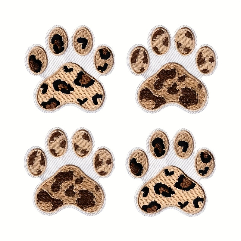 TEMU 4pcs Leopard Print Cat Paw Embroidery Patch, Sewn Or Ironed Cartoon Animal Patch, Exquisite Gift, Suitable For Diy Decoration Of, Shoes, Bags,