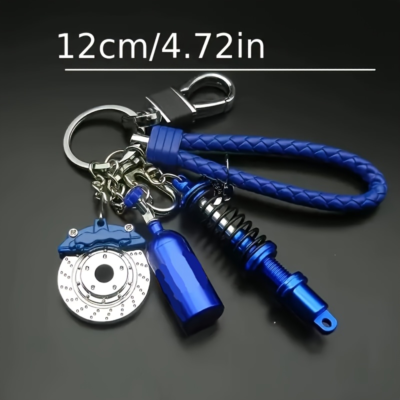 Image of Car Parts Keychain Collection - Simple And Fashionable Car Fan Gift Set, Alloy Keychain - , Gearbox, Tire Rim, Brake Disc, Nos Bottle, Shock Absorber - For Car Fans