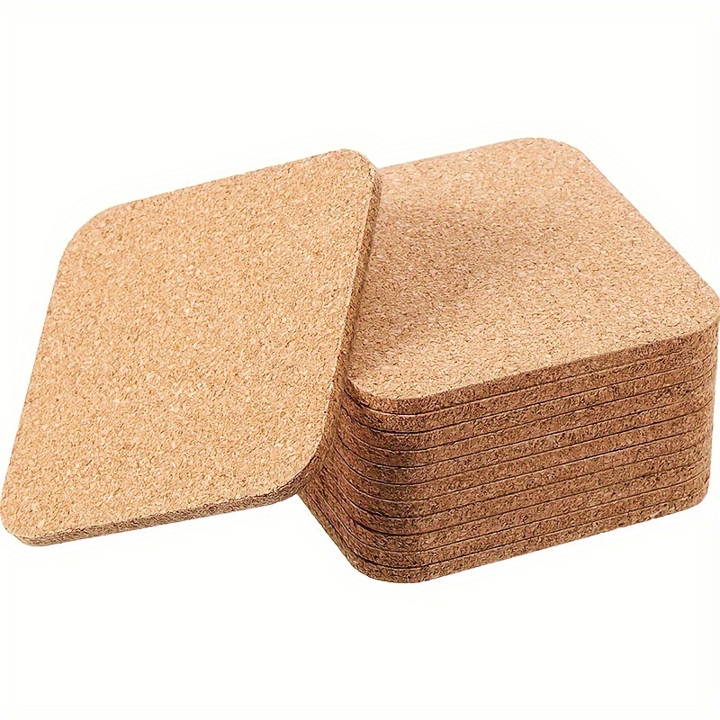10pcs Set Of 10cm Square Cork Coasters, Drink Coffee Tea Cup Mats Table Mats Suitable For Home Office Kitchen Insulation