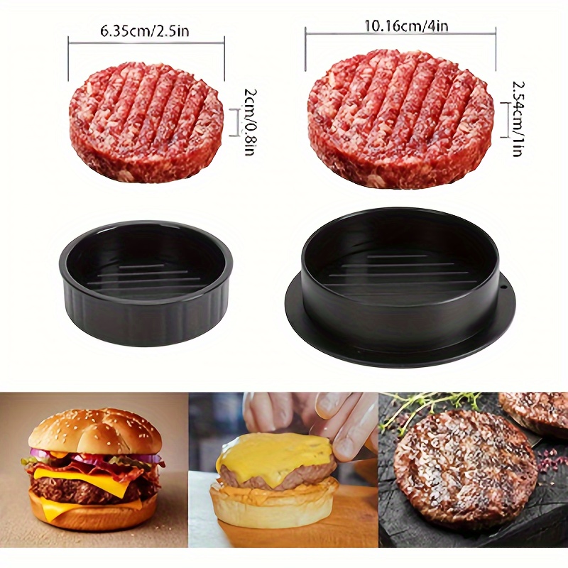 popular   food grade abs round hamburger burger press non stick meat patty maker beef grill helper with oilpaper liners dishwasher safe kitchen gadget cutlets mold details 3