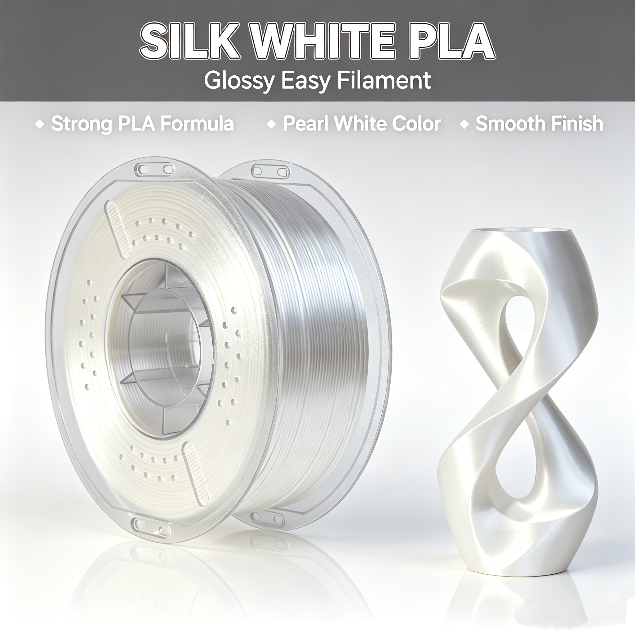 TEMU Pla White 3d Printing Filament, 1kg, 1.75mm, Fdm 3d Printing Material. With A Y, Warm, And Elegant , The Filament Offers And Clean Coloring,