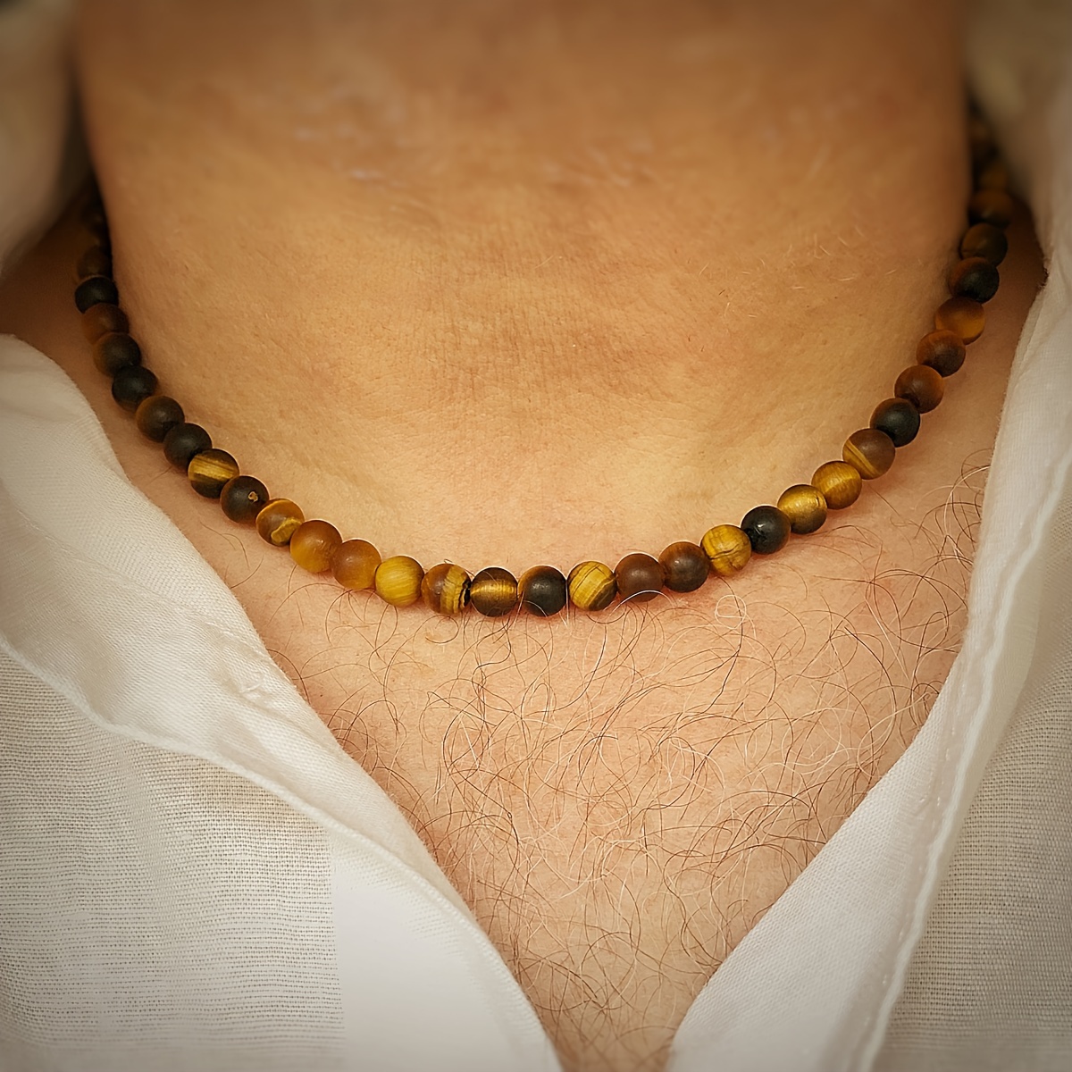 

Collier en pierre d'œil de tigre vintage : et inhabituel, fabriqué avec des pierres naturelles