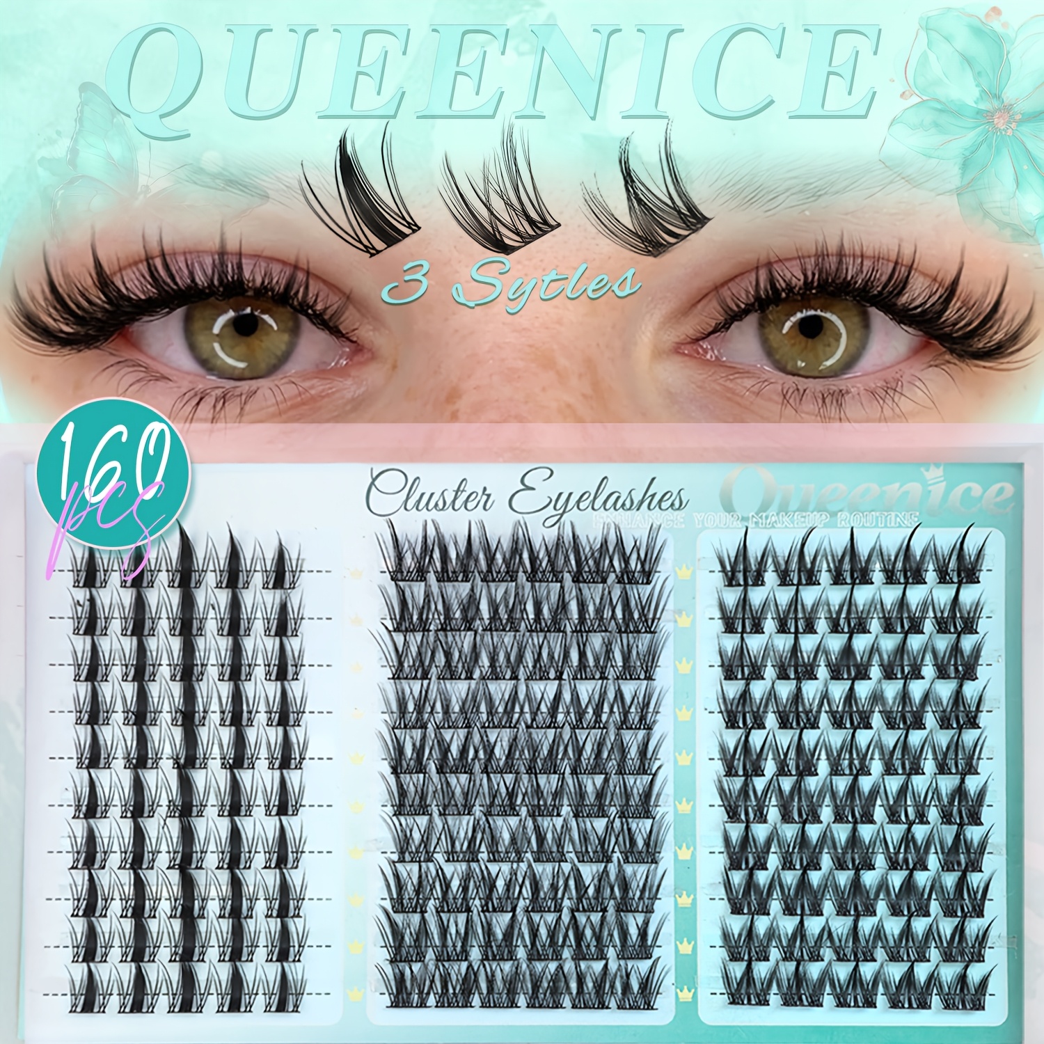 Image of 160pcs Queenice Anime Wispy Spiky Lash Clusters With Individual Diy Eyelash Extensions - / Style False Lashes Suitable For, Volume, Length, , For Beginners & Pros