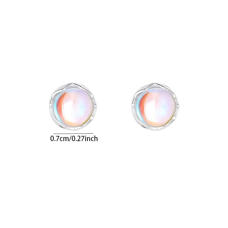 2pcs Women's S925 Sterling Silvery Moonstone Stud Earrings