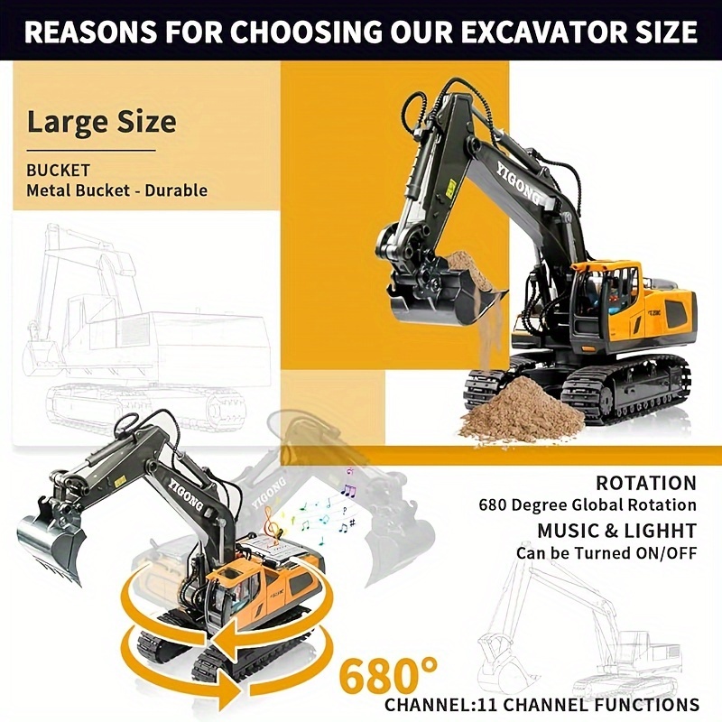 remote control excavator kids 11 year Temu