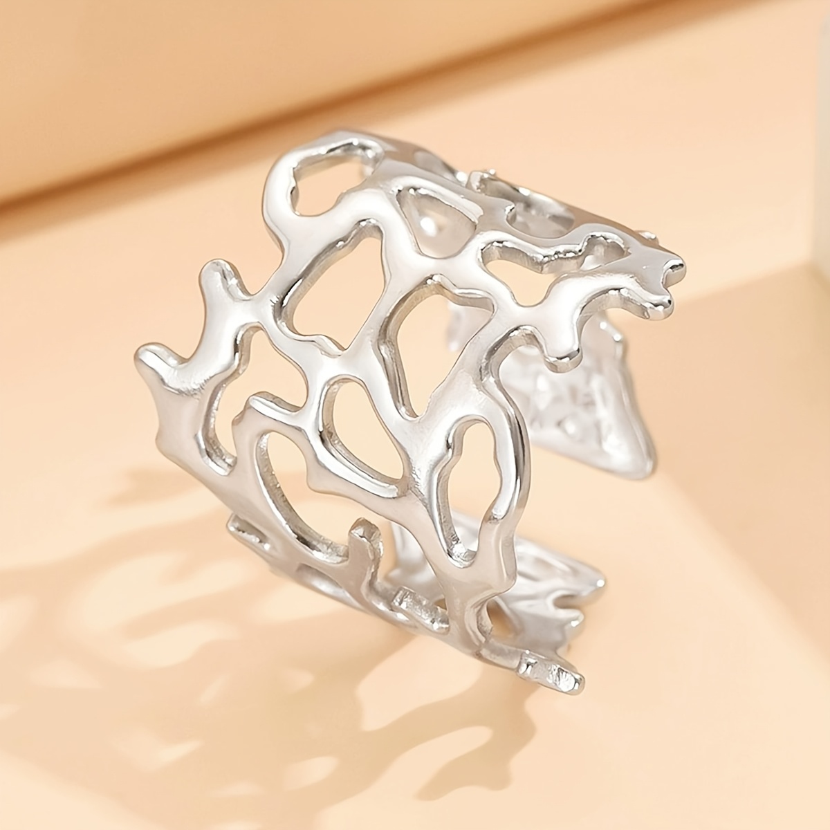 Fashionable Wide Hollow Thorn Stainless Steel