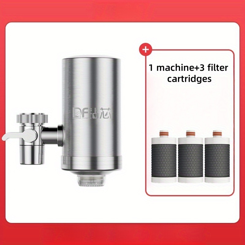 New Faucet Water Purifier With 3 Scale-inhibiting And -removing Filter Elements, Universal Faucet Filter For Plug-in Filter Elements, Improves Water Quality