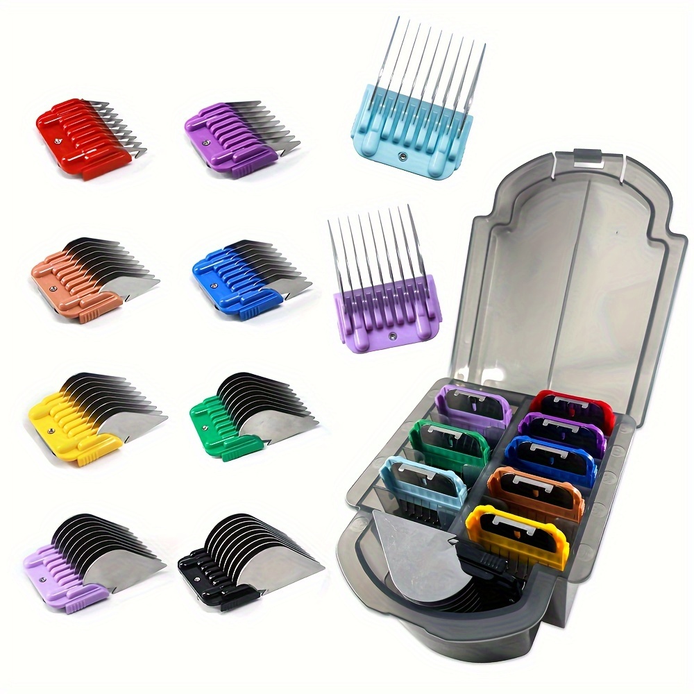 

Professional Animal Stainless Steel Attachment 9 Color Guide Comb Set, Compatible With Andis, Oster A5, Km Series Clipper Detachable Blade Pet, Dog, Cat, And Horse Clippers