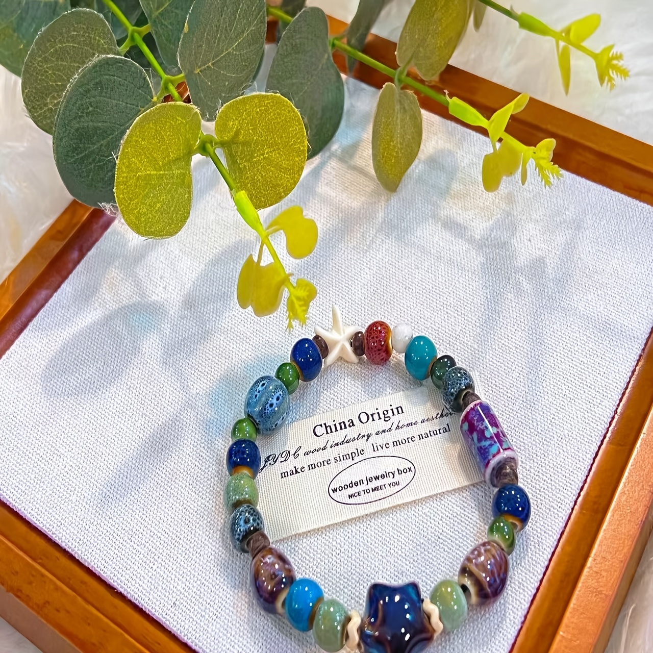 Dopamine-Colored Handmade Ceramic Bracelet, Bohemian Charm