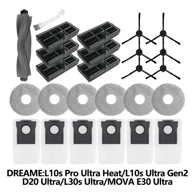 E-shop 26-teiliges Zubehörset für L10s 2/L10s Pro Ultra/D20 Ultra/L30s Ultra/ E30 Ultra Staubsauger: 1 Mopp-Bürste, 6 Filter, 6 Staubbeutel, 6