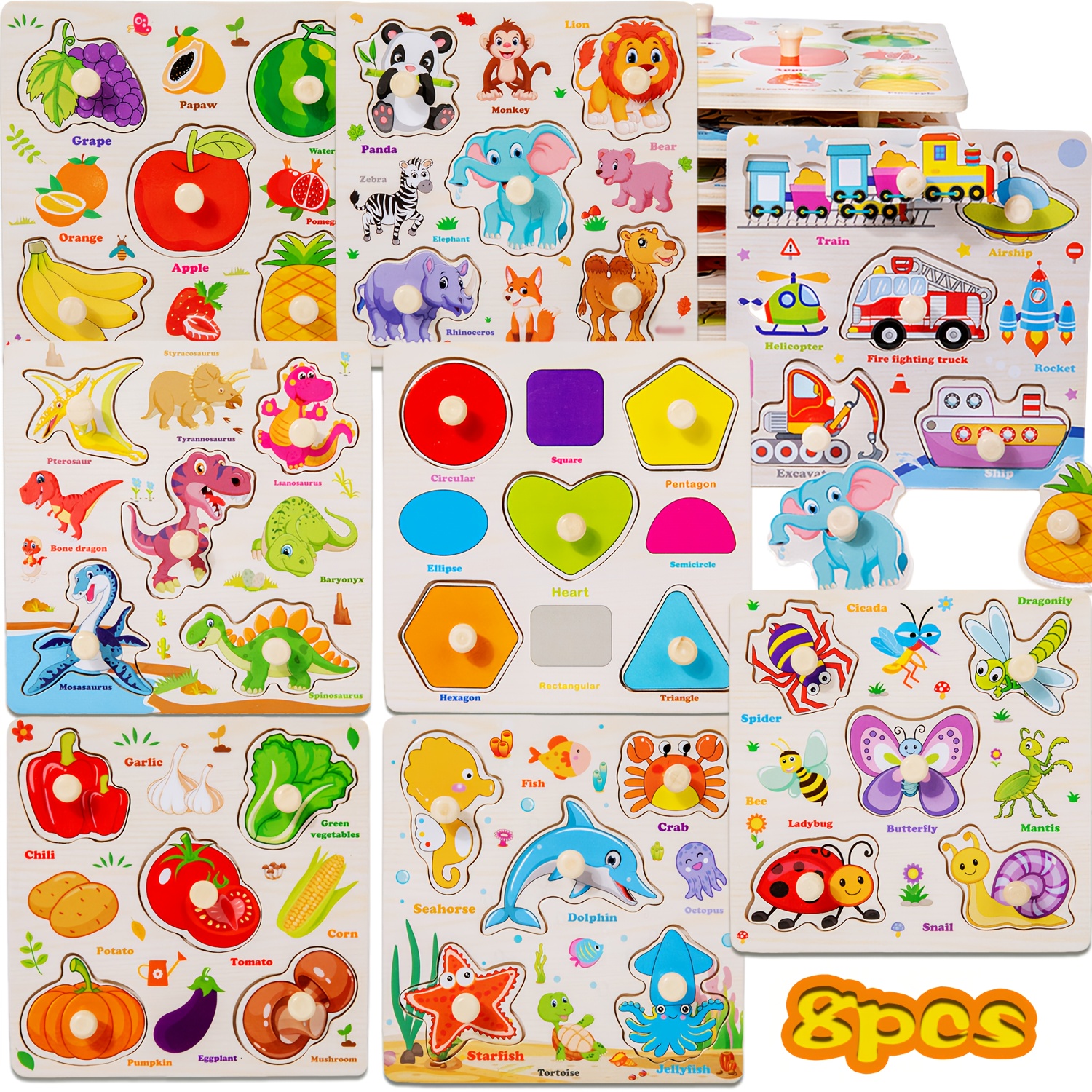 wooden toddler puzzles sold on Temu United States