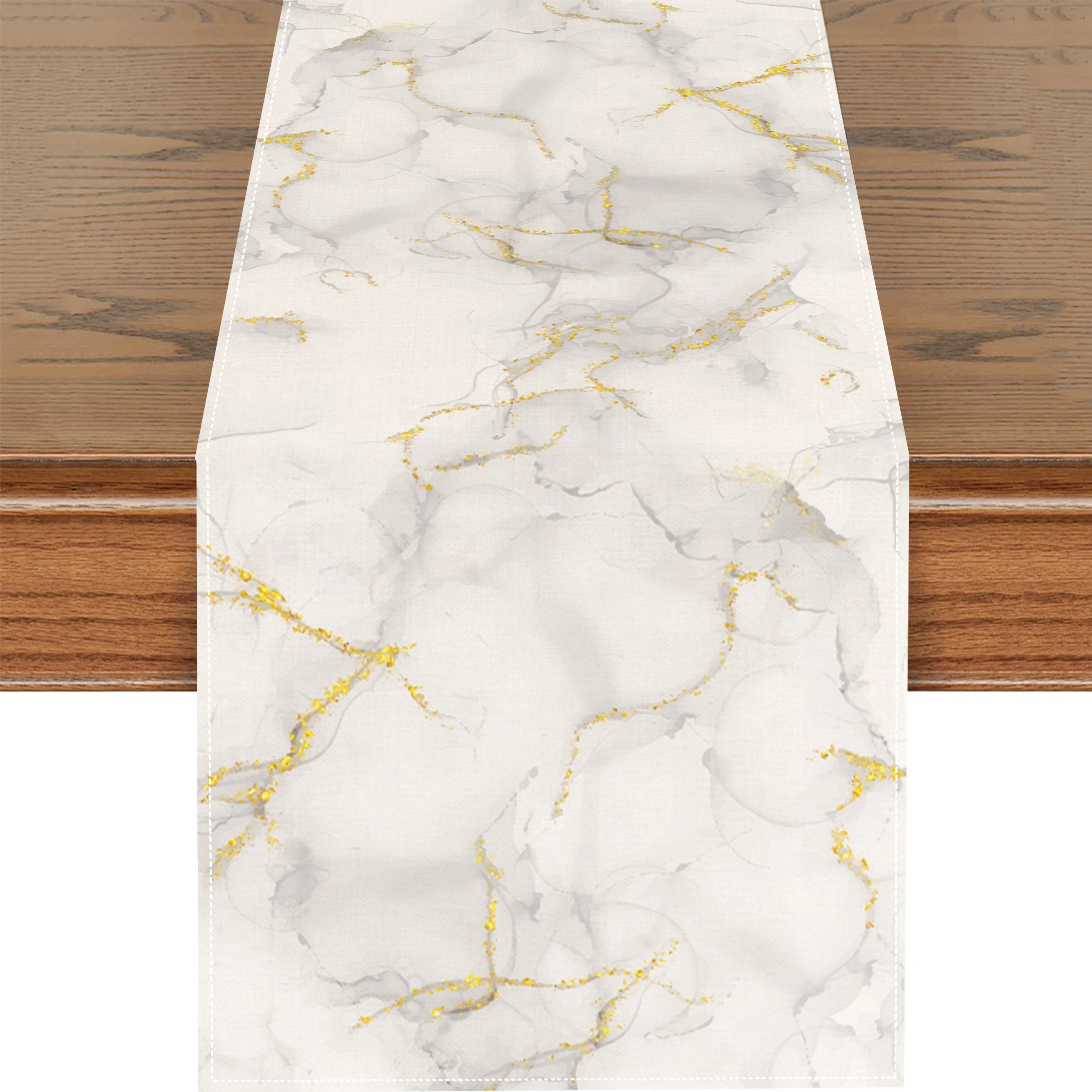 

1pc, Day Table Runner, Abstract Marbling, Suitable For Spring, Summer, Autumn And Winter, Dining Table, Coffee Table, Indoor And Outdoor, Linen Material, Durable