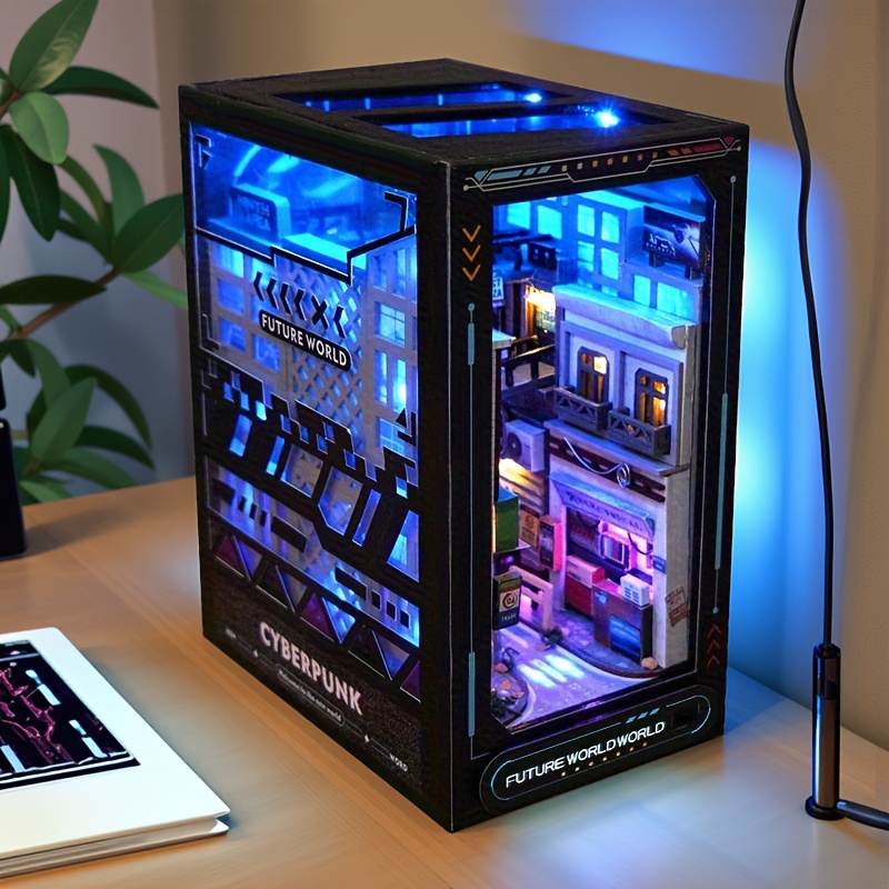 miniature architecture book stand kit neon lit - Temu