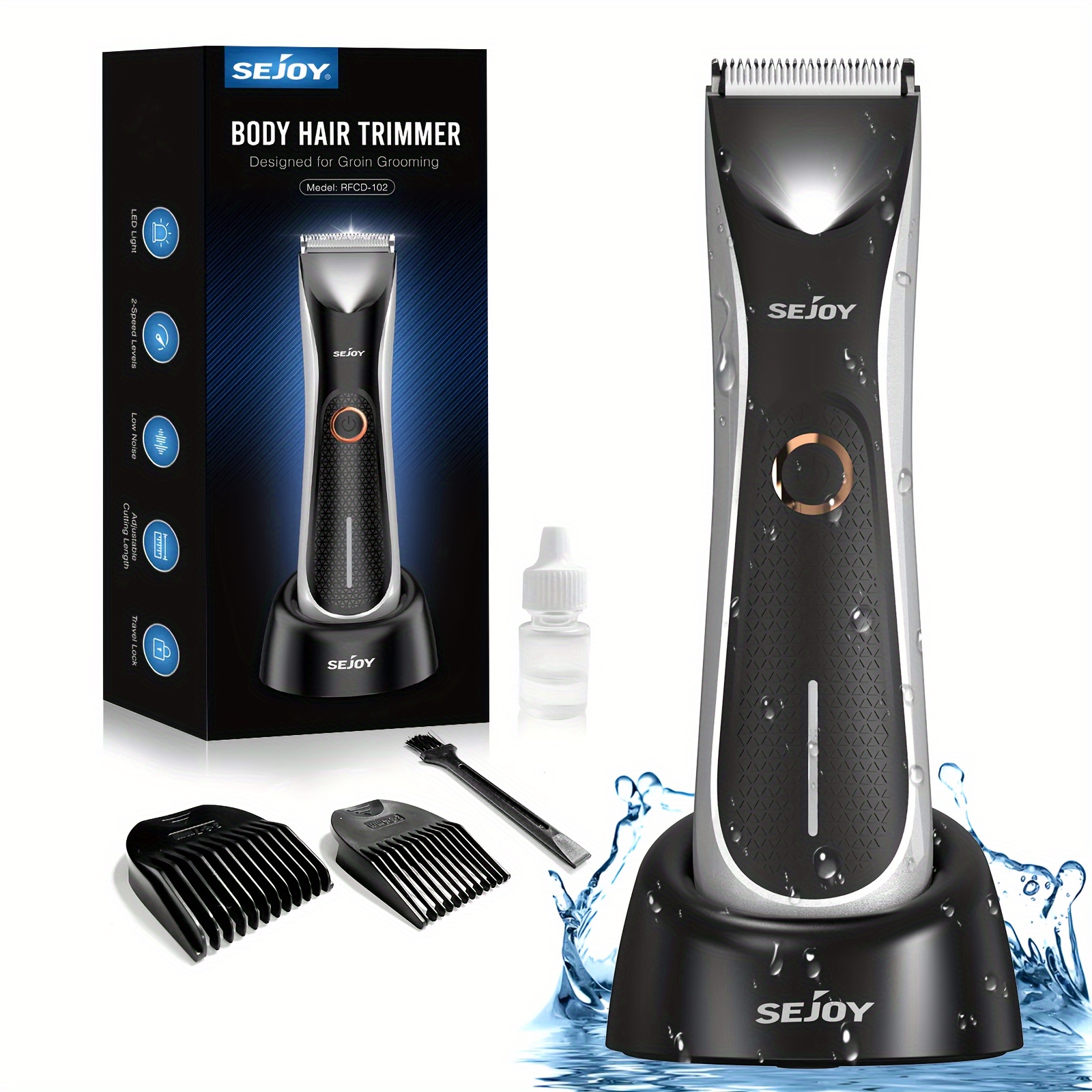 

Groin & Body Hair Trimmer For Men Women, Electric Bikini Ball Shaver Razor, Wet/dry Use, Washable Ceramic Blade Pubic Hair Trimmer Clipper Body Groomer Kit With Recharge Dock