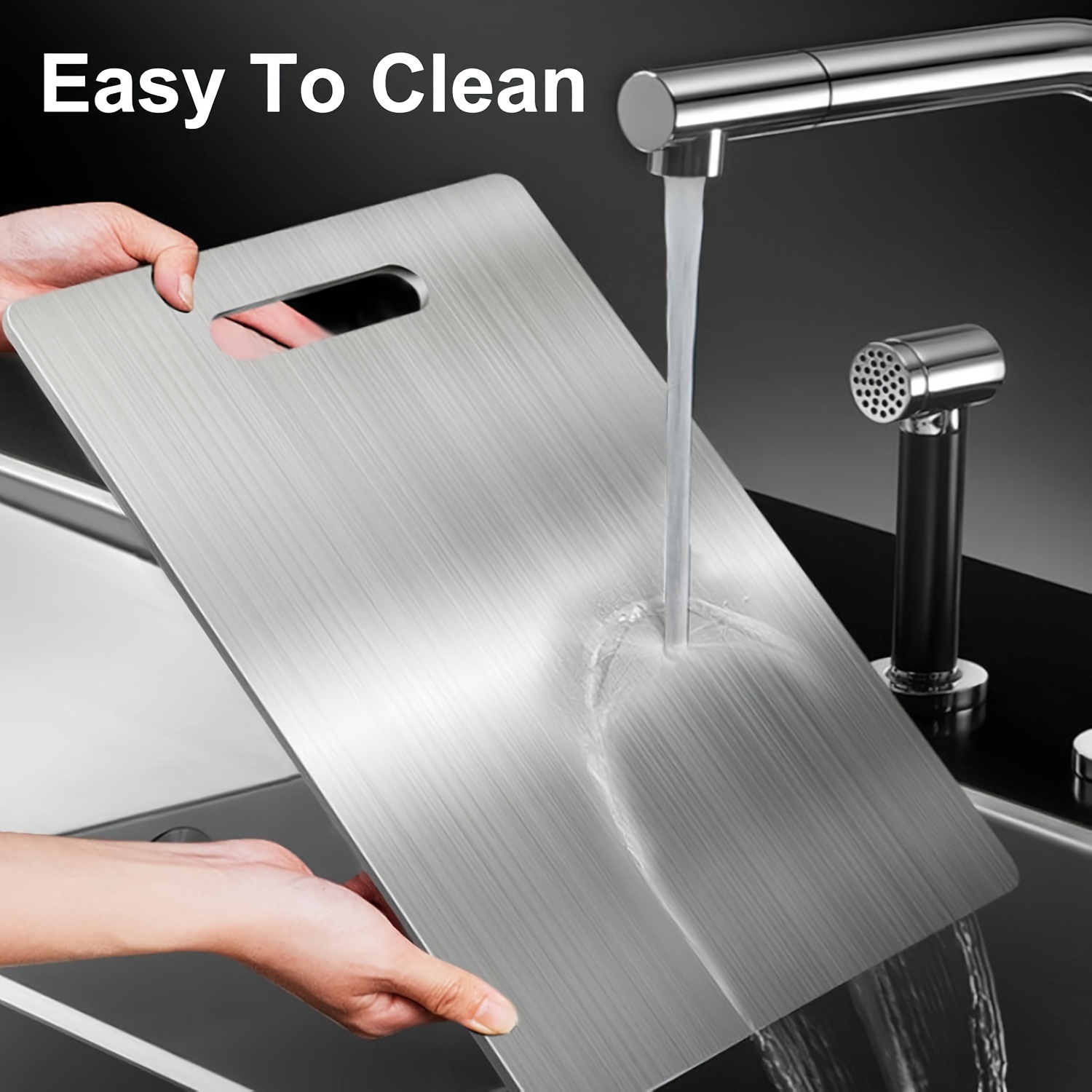 2024 premium titanium chopping board double sided food grade stainless steel for kitchen dining durable easy to clean ergonomic kitchen chopping board sleek metallic rustresistant material details 0