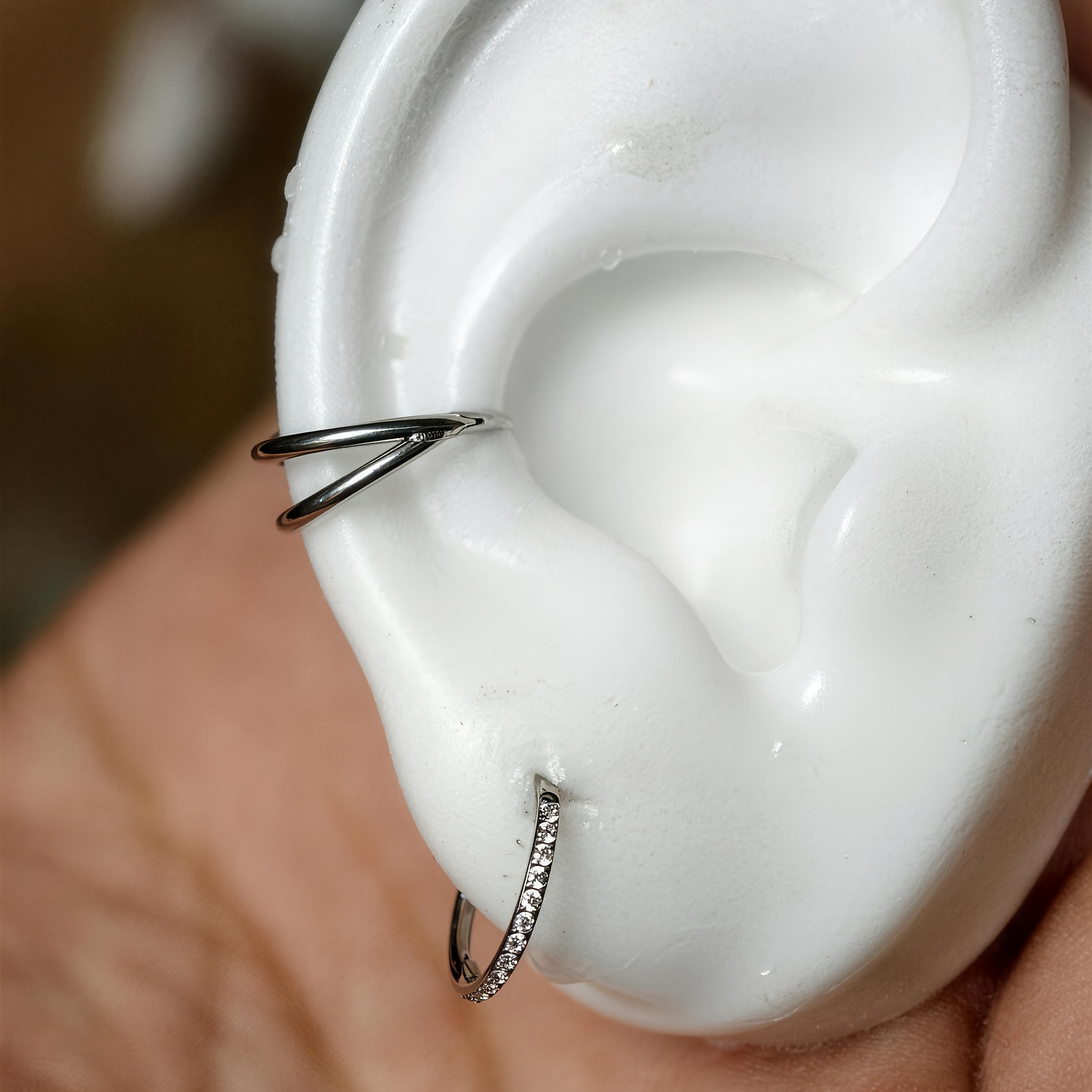 2pcs Surgical Steel & Zirconia Piercing Jewelry Set