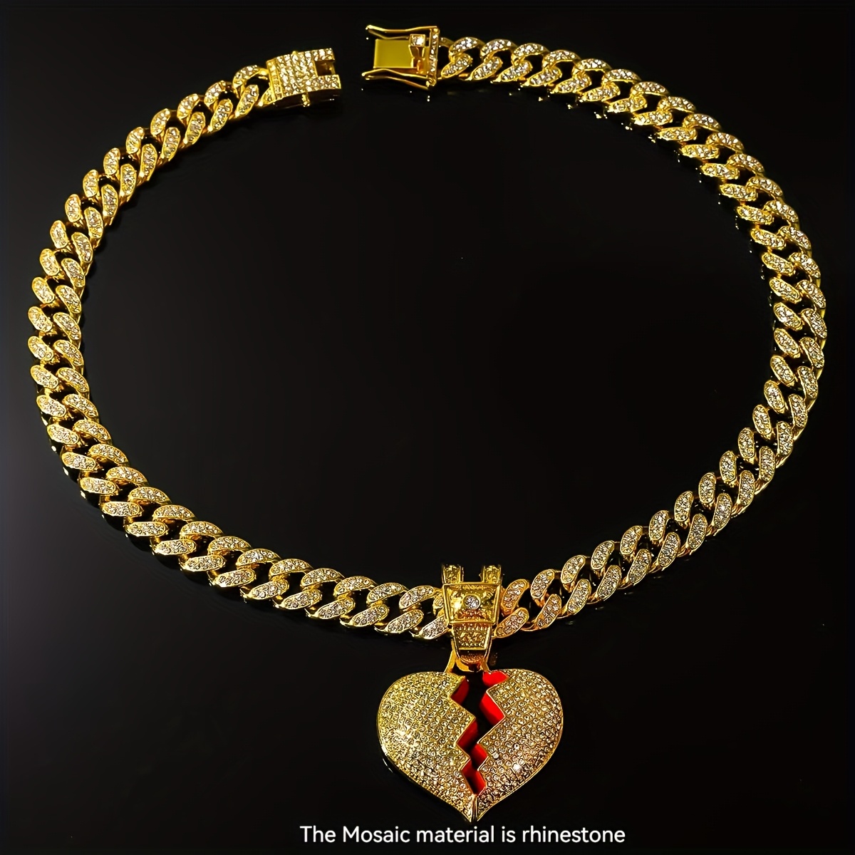 TEMU A Beautiful Necklace With Pendant, Men's Necklace Pendant, Men's Ice Chain, Hip-hop Chain Necklace Pendant