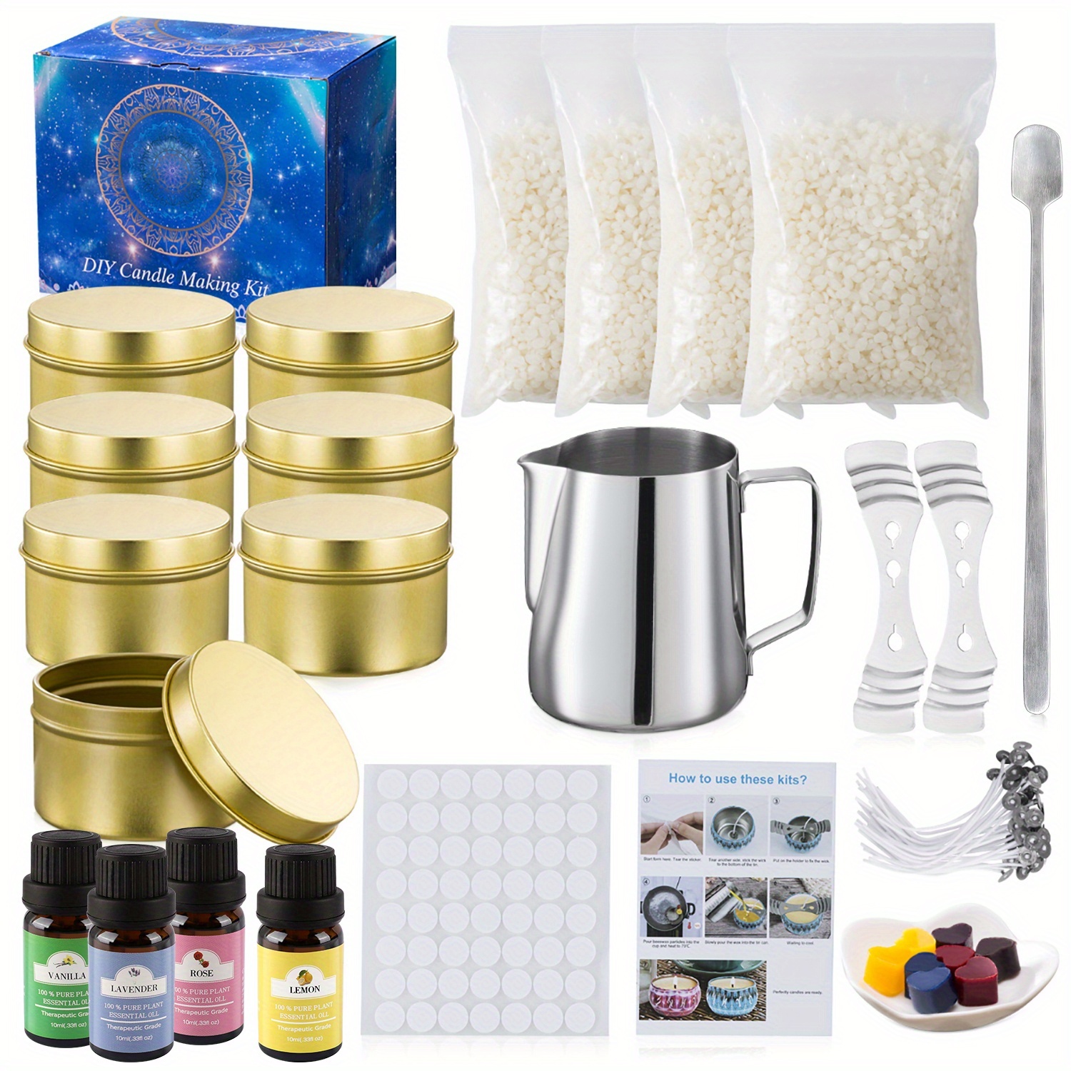 TEMU Golden Jar Essential Candle Making Diy Kit For Adults And Beginners, Complete Tools Included, Easy To Make, Halloween, Christmas, And Other