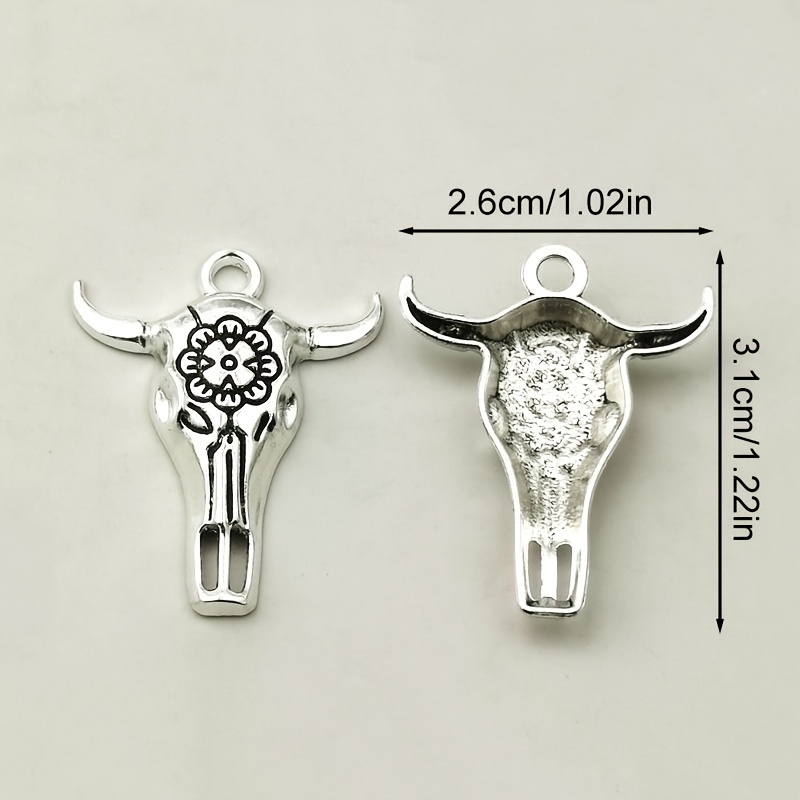 6/11pcs Retro Exquisite Flower Bull Head Pendant Set